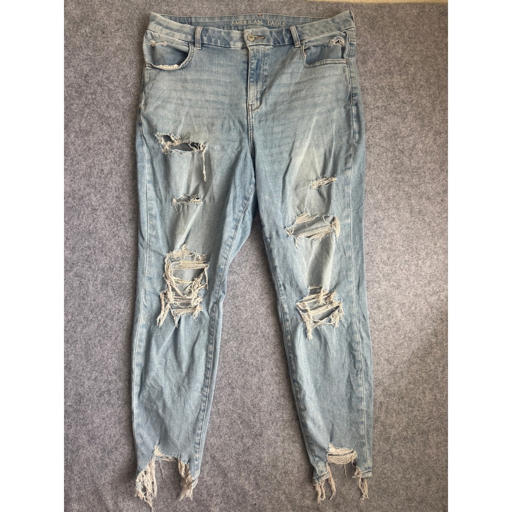 American Eagle Womens Next Level Stretch Skinny Jeans 16 Light Wash Distressed